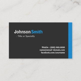 Carte De Visite Minimaliste moderne - Noir et Bleu