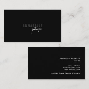 Carte De Visite Minimaliste Moderne Professionnel Chic Noir
