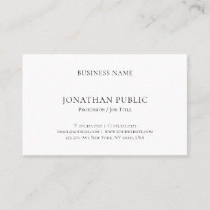 Carte De Visite Minimaliste Moderne Professionnel Élégant Blanc Si