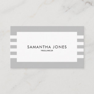 Carte De Visite Minimaliste Moderne Rayures Grises et Blanches Fre