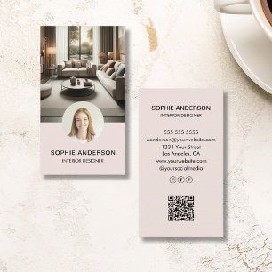 Carte De Visite Minimaliste Moderne Rose Pâle Professionnel Photo