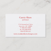 Carte de visite minimaliste moderne, rouge (Dos)