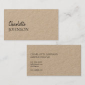 Carte De Visite Minimaliste moderne | Script rustique Kraft (Devant / Derrière)