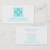 Carte de visite minimaliste moderne, Turquoise (Devant / Derrière)