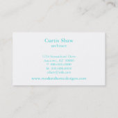 Carte de visite minimaliste moderne, Turquoise (Dos)