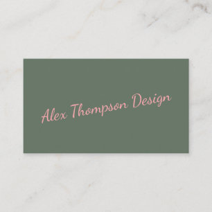 Carte De Visite Minimaliste Moderne Typographie de Script Rose Ver
