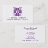 Carte de visite minimaliste moderne, violet (Devant / Derrière)