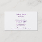 Carte de visite minimaliste moderne, violet (Dos)