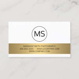 Carte De Visite Minimaliste / Monogramme / Gold Bar Metallic