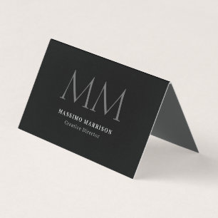 Carte De Visite Minimaliste Noir Monogrammé Professionnel
