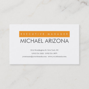 Carte De Visite Minimaliste orange et blanc simple