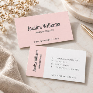 Carte De Visite Minimaliste Personnalisable Professionnel Rose Pâl