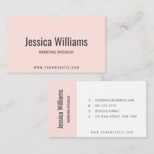 Carte De Visite Minimaliste Personnalisable Professionnel Rose Pâl