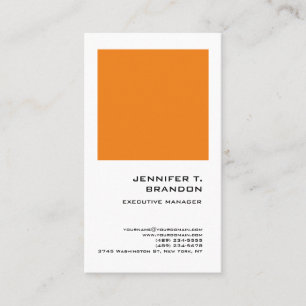 Carte De Visite Minimaliste Plain Orange Blanc Moderne Professionn