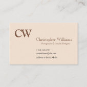 Carte de visite minimaliste professionnel beige (Dos)