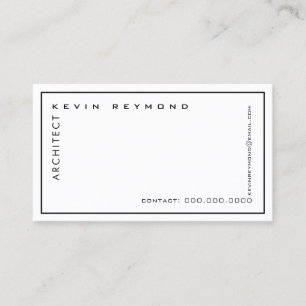 Carte De Visite minimaliste professionnel élégant architecte blanc