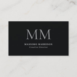 Carte De Visite Minimaliste Professionnel Monogrammé Noir