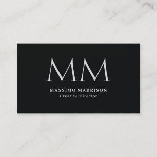 Carte De Visite Minimaliste Professionnel Monogrammé Noir