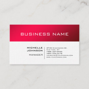 Carte De Visite Minimaliste Professionnel Premium Lin Rouge Blanc