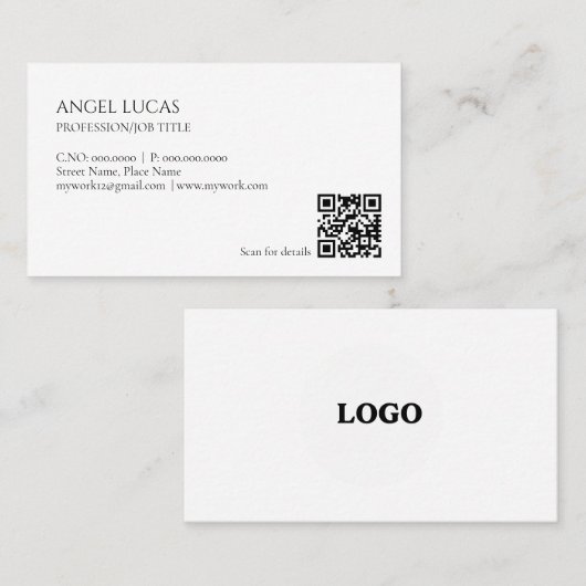 Carte De Visite Minimaliste Professionnel Simple (Devant / Derrière)