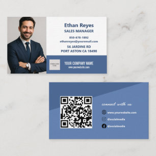 Carte de visite minimaliste QR Code Réseaux Sociau