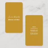 Carte De Visite Minimaliste rétro Mustard Jaune (Devant / Derrière)
