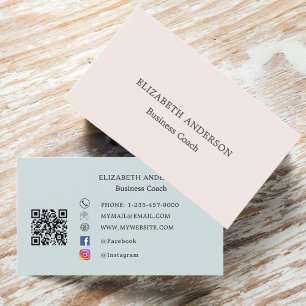 Carte De Visite Minimaliste Rose Pâle Sarcelle Vert Sauge