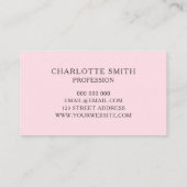 Carte de visite minimaliste rose pastel (Dos)