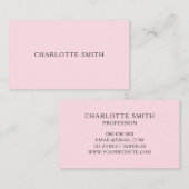 Carte de visite minimaliste rose pastel (Devant / Derrière)