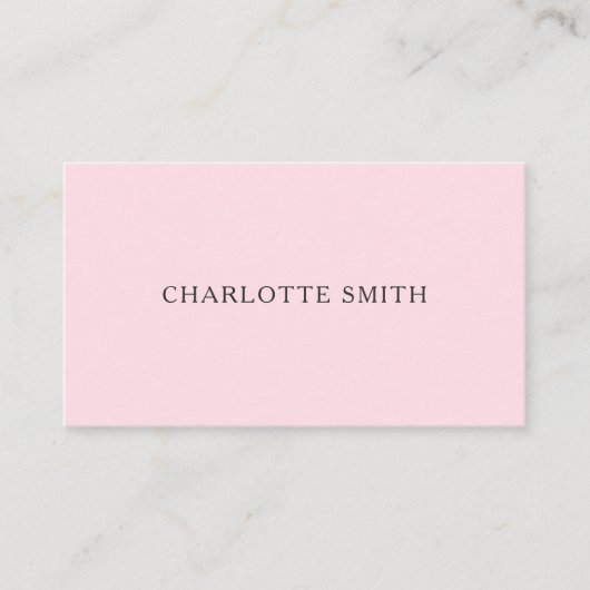 Carte de visite minimaliste rose pastel (Devant)