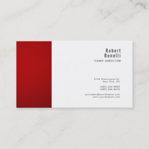 Carte De Visite Minimaliste Rouge Blanc Simple Taille Standard Mod