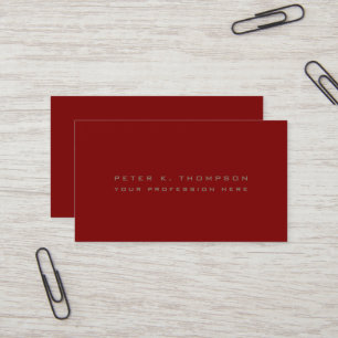 Carte De Visite Minimaliste rouge foncé masculin