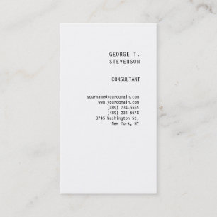 Carte De Visite Minimaliste Simple Blanc Vertical Propre