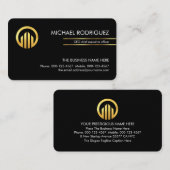 Carte De Visite Minimaliste Simple Lignes De Directeur Or (Devant / Derrière)
