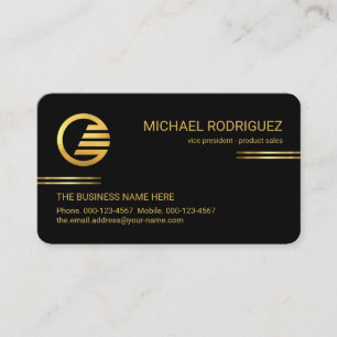 Carte De Visite Minimaliste Simple Lignes Dorées PDG