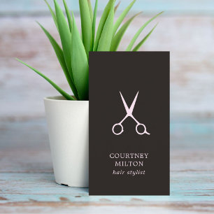 Carte De Visite Minimaliste simple noir rose pâle coiffure Stylist