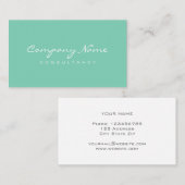 Carte de visite minimaliste sophistiqué vert menth (Devant / Derrière)