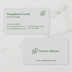 Carte De Visite Minimaliste Vert Gris Propres Moderne Gestionnaire