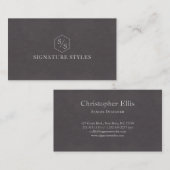 Carte De Visite Minimalistic Monogram | Charcoal Gray (Devant / Derrière)