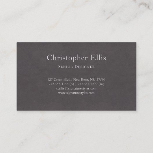 Carte De Visite Minimalistic Monogram | Charcoal Gray (Dos)