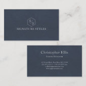 Carte De Visite Minimalistic Monogram | Midnight Blue (Devant / Derrière)