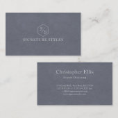 Carte De Visite Minimalistic Monogram | Slate Blue (Devant / Derrière)