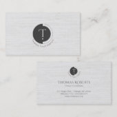 Carte De Visite Minimalistic Monogram | White Pinstripe Business C (Devant / Derrière)