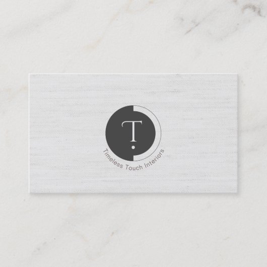 Carte De Visite Minimalistic Monogram | White Pinstripe Business C (Devant)