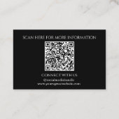 Carte De Visite Minimisez votre logo ici Code QR noir et blanc (Dos)