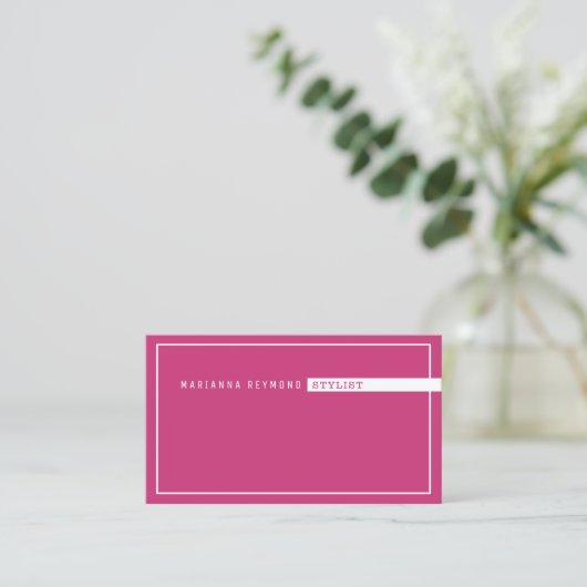 Carte De Visite minimum basic, stylist fuchsia pink (Debout devant)