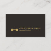 Carte De Visite Minimum Black Gold Dumbbell Personal Trainer (Devant)