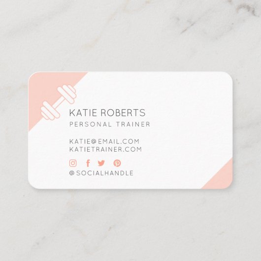 Carte De Visite Minimum Dumbbell Personal Trainer Rose (Dos)