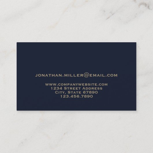 Carte De Visite Minimum Luxury Blue Gold Initial (Dos)