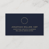 Carte De Visite Minimum Luxury Blue Gold Initial (Devant)